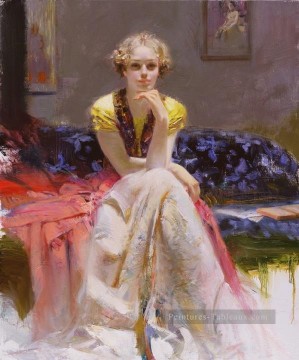 Original 2 lady peintre Pino Daeni Peinture à l'huile